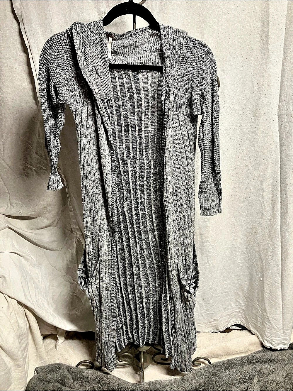 Free People Thistle Oversized Cardi Gray & White Cardigan Medium